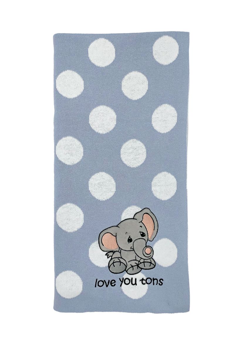 Baby Boys Knit Jacquard Elephant Blanket