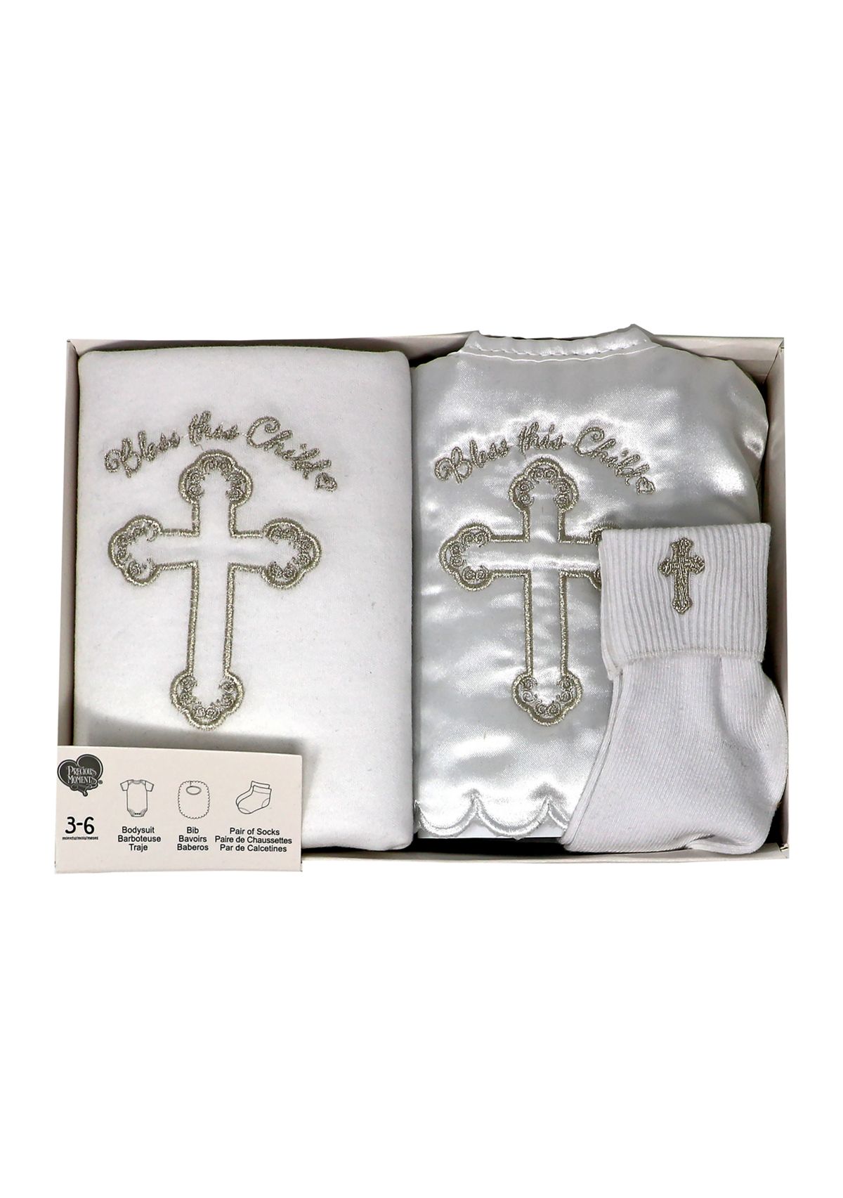 Baby Christening Bodysuit, Bib and Socks Gift Set