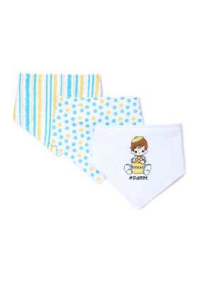 Precious Moments Baby Boys 3 Piece Bandana Bibs, Blue, 0-12 Months