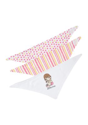 Precious Moments Baby Girls 3 Piece Bandana Bibs