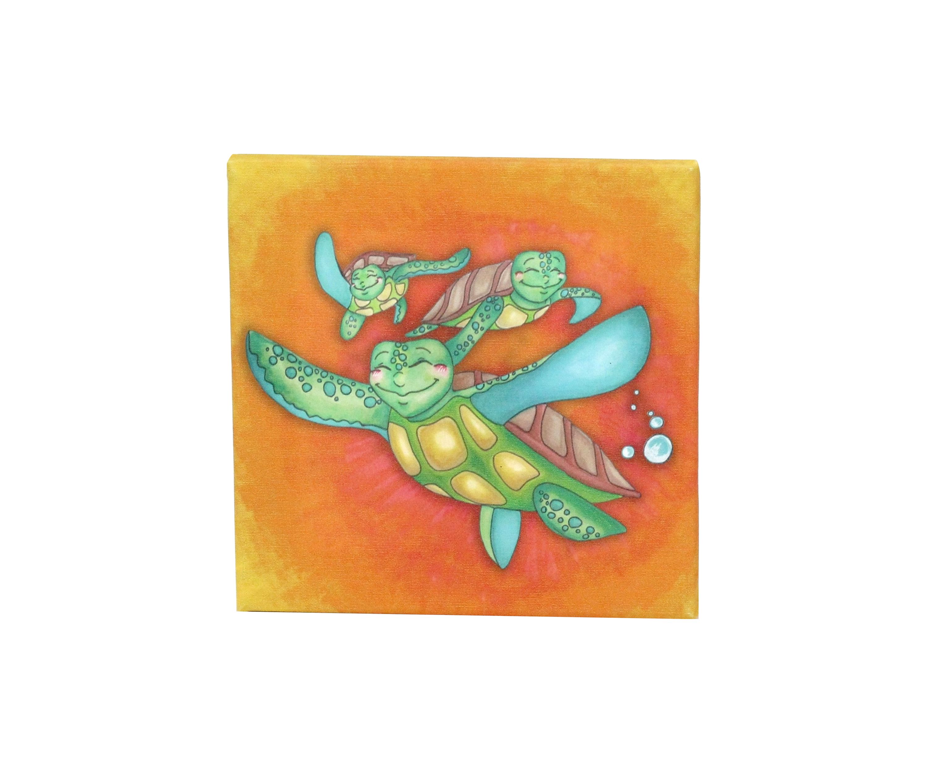 Baby Growing Kids Sea Turtle Journey Canvas Wall Art, Off To Sea