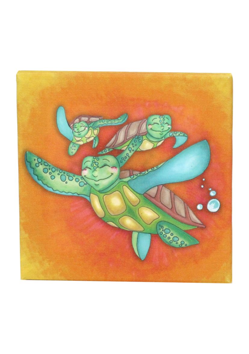 Baby Growing Kids Sea Turtle Journey Canvas Wall Art, Off To Sea