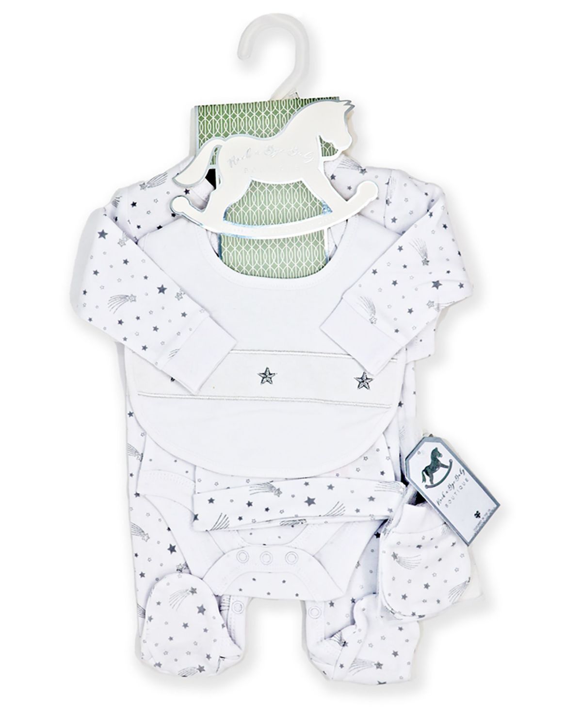 Baby Boys and Girls 5 Piece Stars Layette Gift Set in Mesh Bag