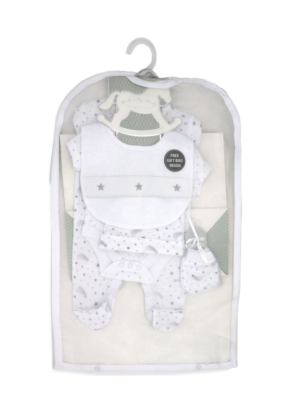 Baby Boys and Girls 5 Piece Stars Layette Gift Set in Mesh Bag