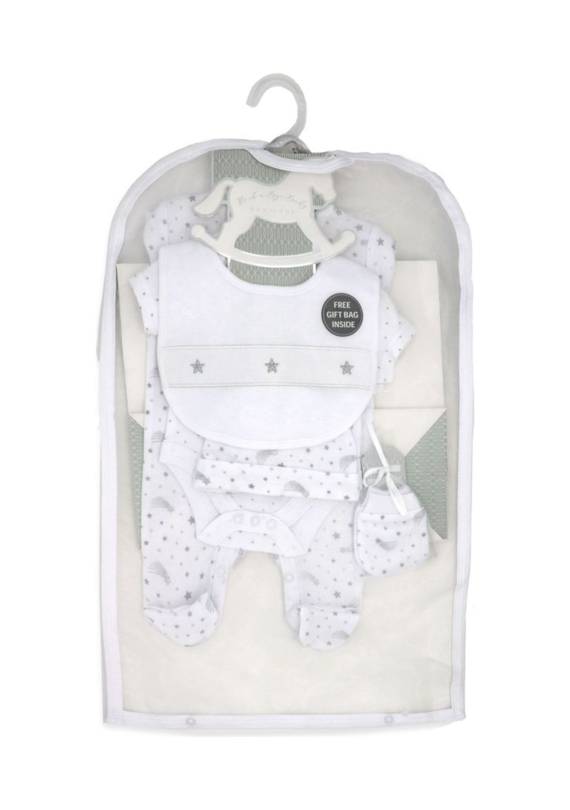 Baby Boys and Girls 5 Piece Stars Layette Gift Set in Mesh Bag