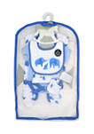 Baby Boys Blue Elephants 5 Piece Layette Gift Set in Mesh Bag