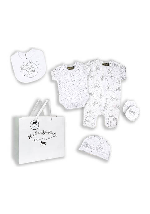 Baby Boys and Girls Sleepy Bear 5 Piece Layette Gift Set in Mesh Bag