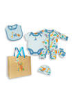 Baby Boys and Girls Aqua Safari 5 Piece Layette Gift Set in Mesh Bag