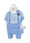 Baby Boys Bear Suspender 5 Piece Layette Gift Set in Mesh Bag