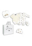 Baby Boys and Girls Furry Besties 5 Piece Layette Gift Set in Mesh Bag