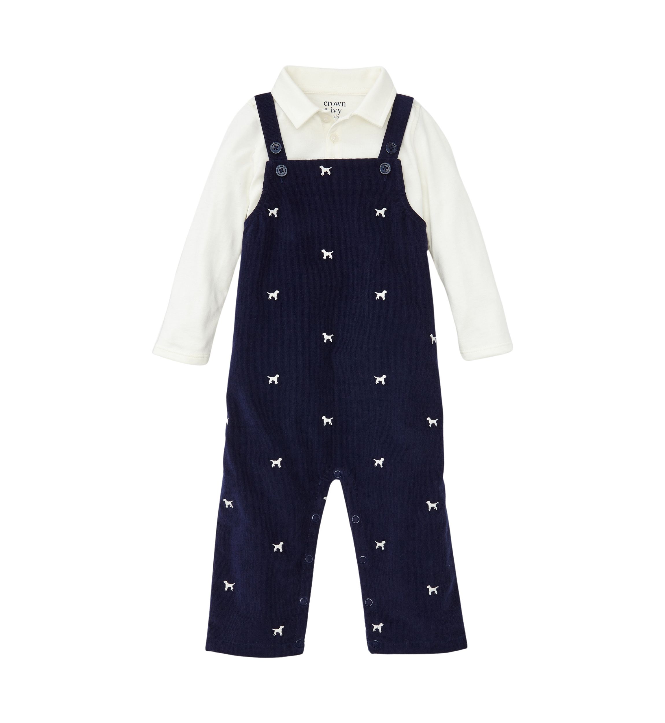Baby Boys Embroidered Overalls Set