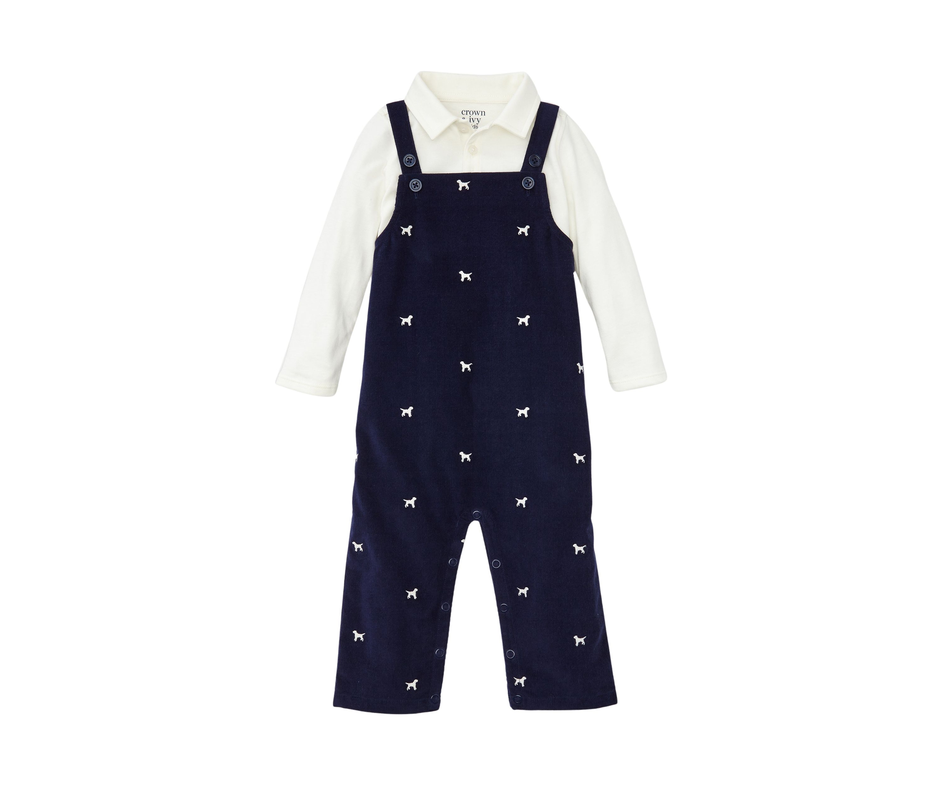 Baby Boys Embroidered Overalls Set