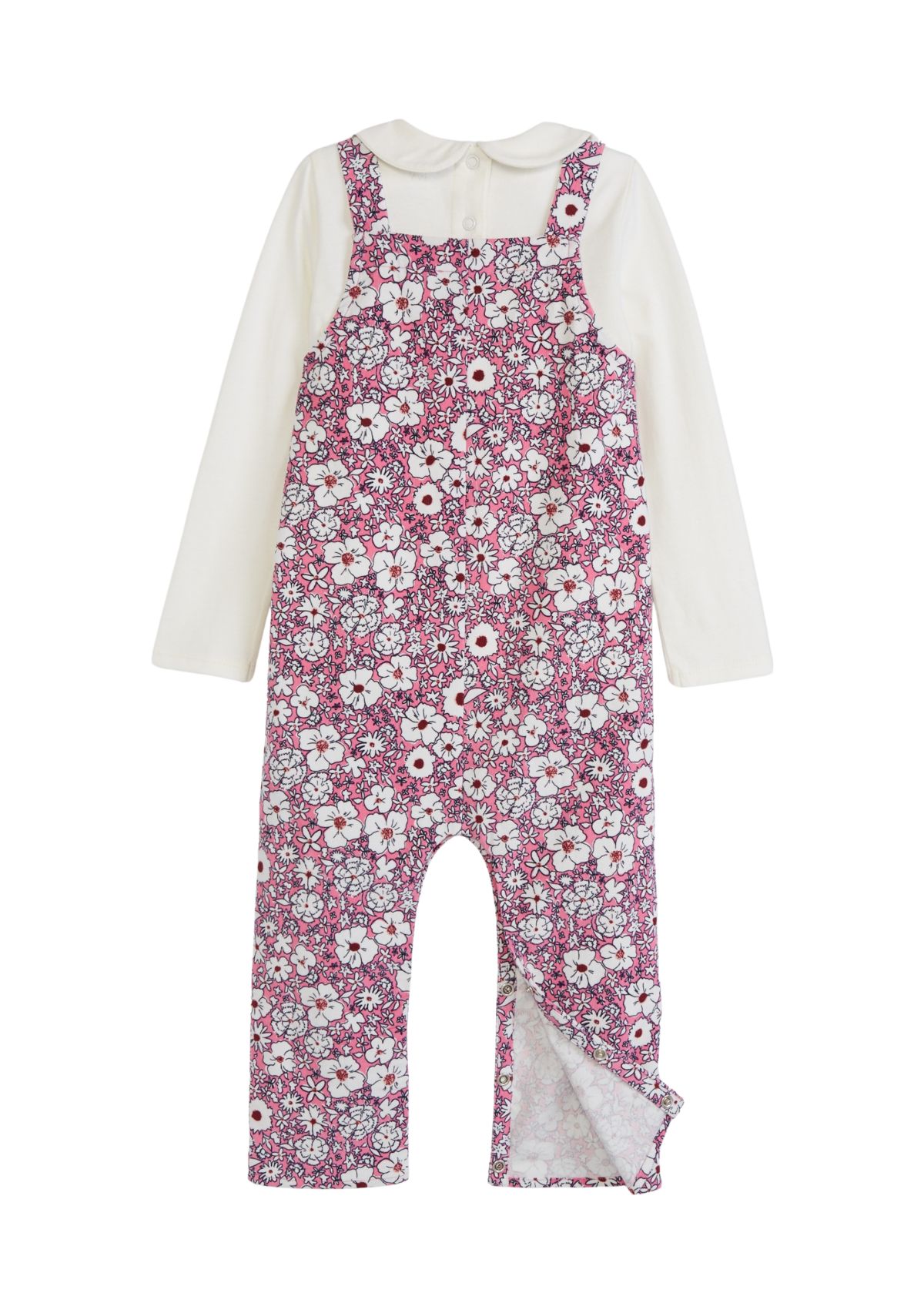 Baby Girls Printed Corduroy Overalls and Top Set