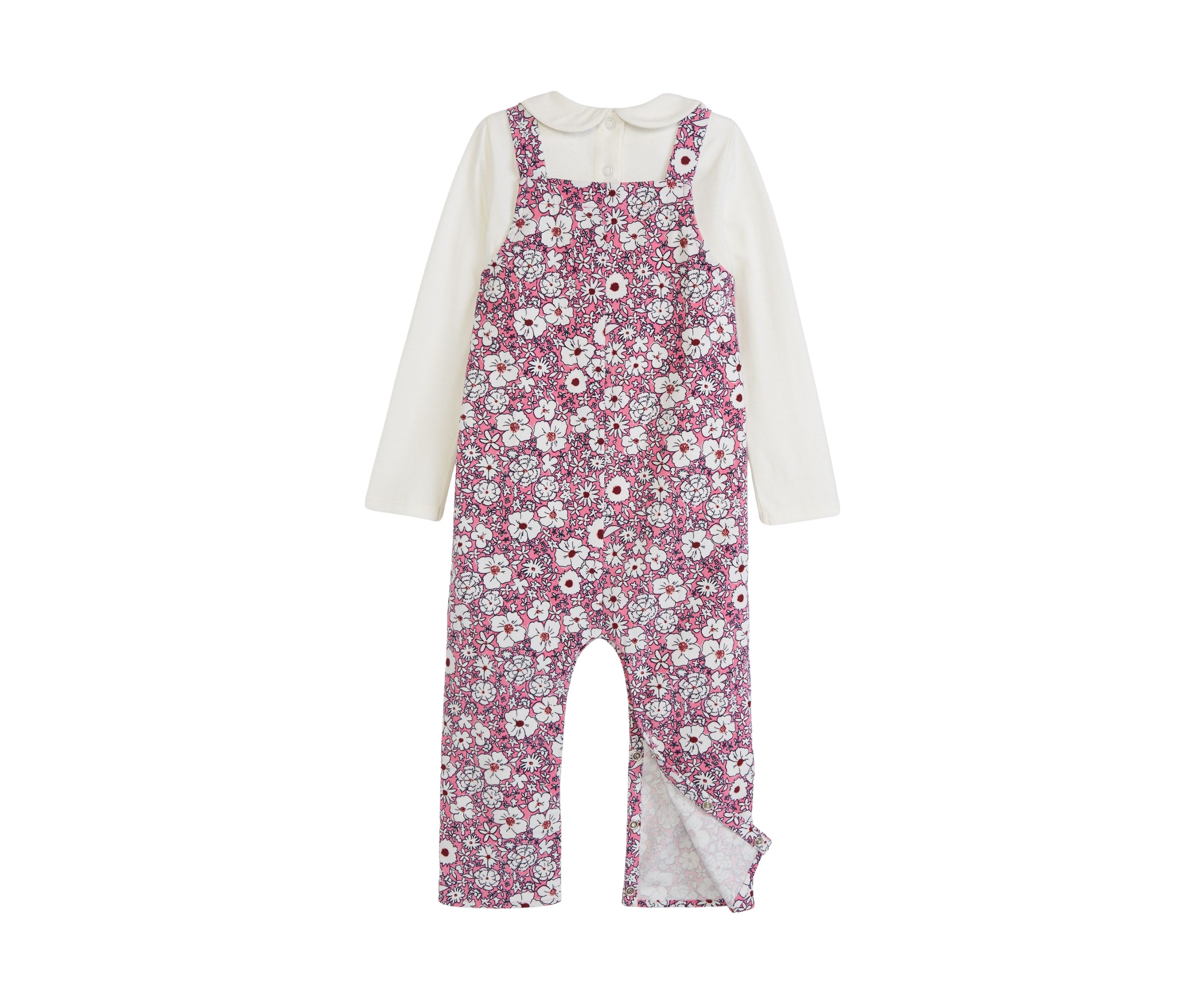 Baby Girls Printed Corduroy Overalls and Top Set