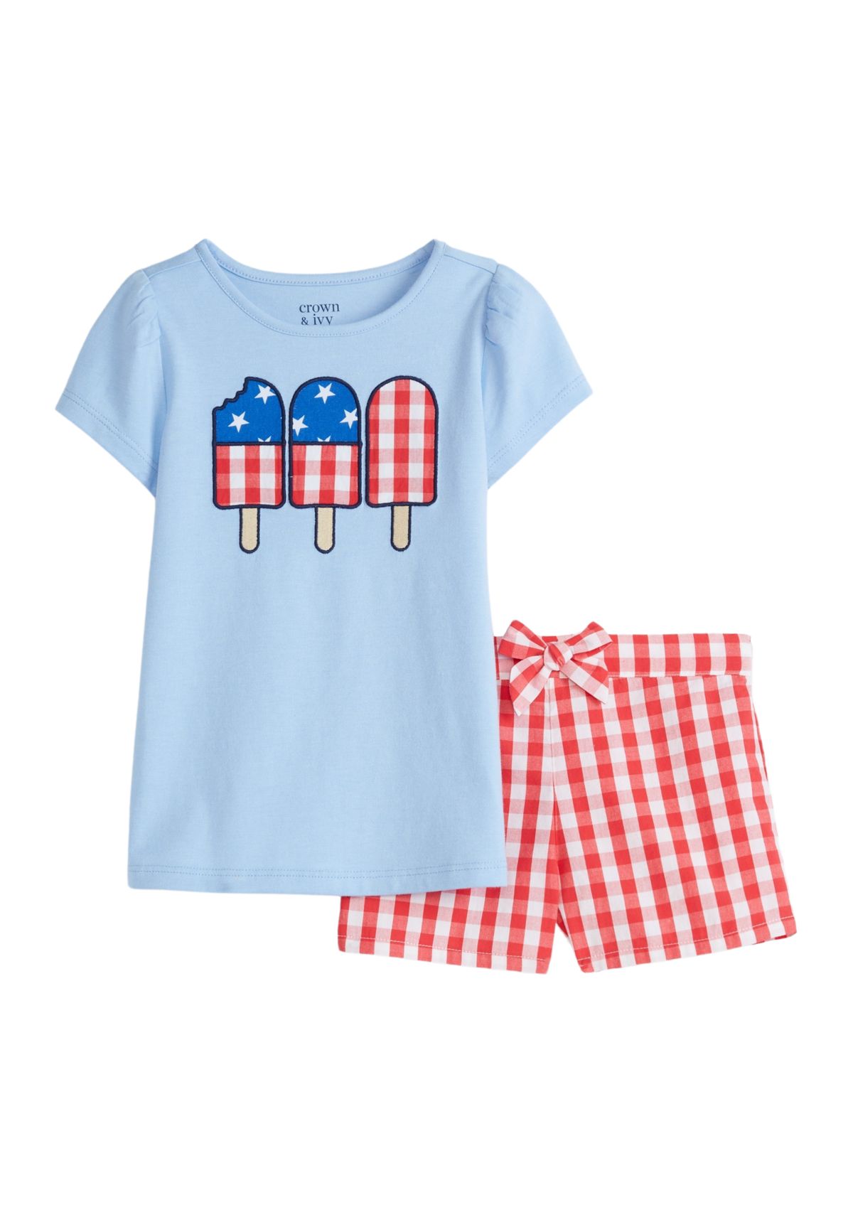 Baby Girls Patriotic Graphic T-Shirt and Printed Shorts Set