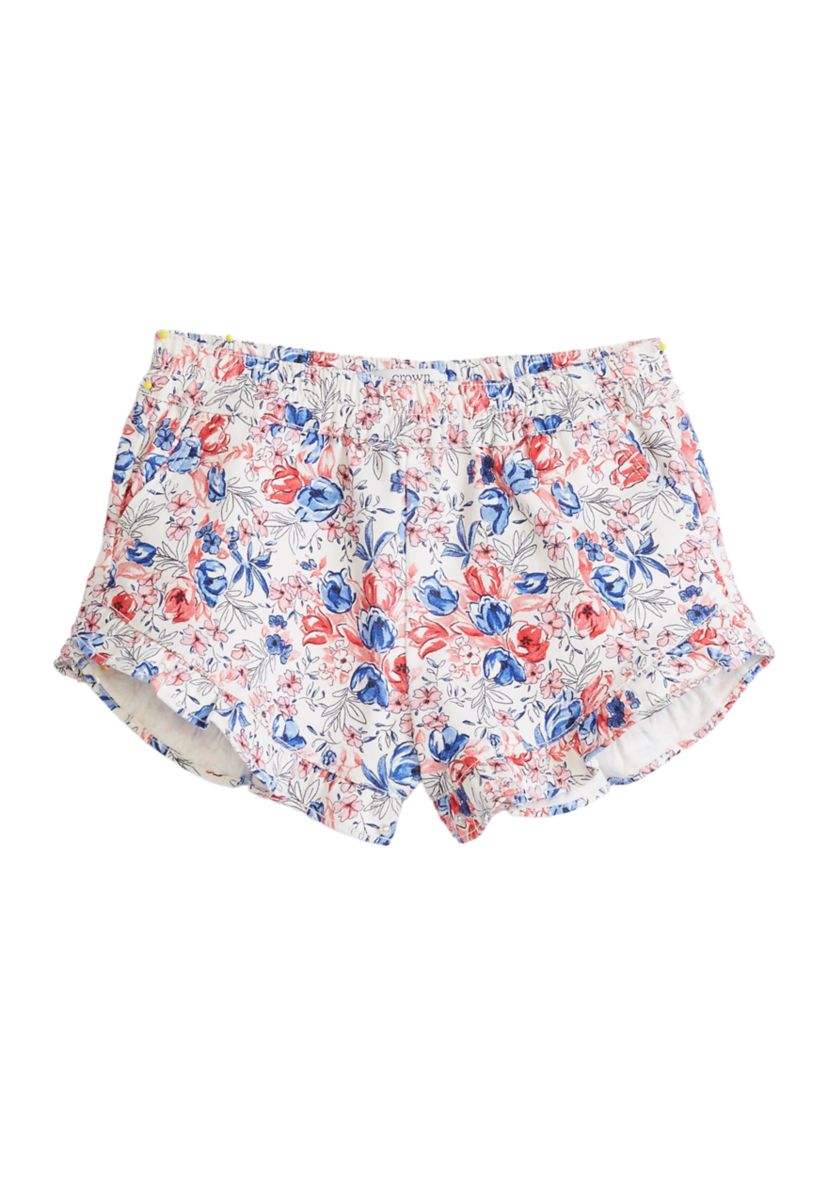 Toddler Girls Printed Stretch Twill Ruffle Shorts