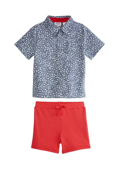 Crown & Ivy™ Baby Boys Short Sleeve Woven