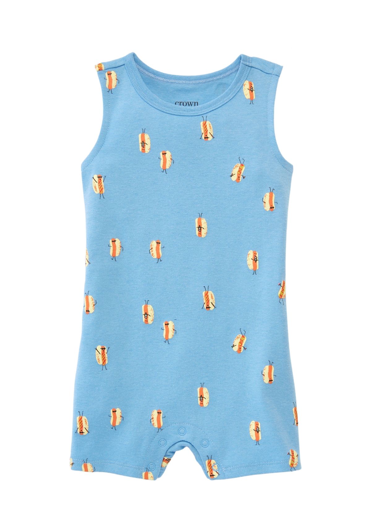 Baby Boys Sleeveless Hot Dog Print Romper 