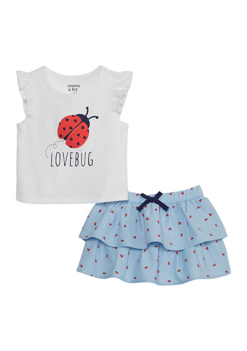 Crown & Ivy™ Baby Girls Ladybug 2-Piece Set