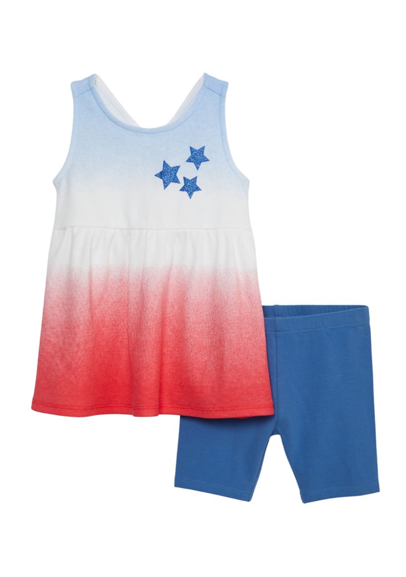Baby Girls Americana Dress with Bike Shorts Set 