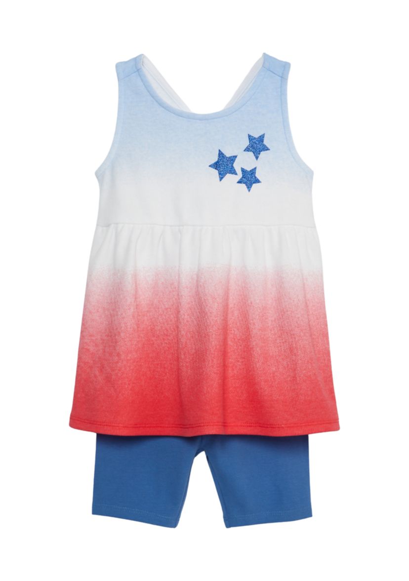 Baby Girls Americana Dress with Bike Shorts Set 