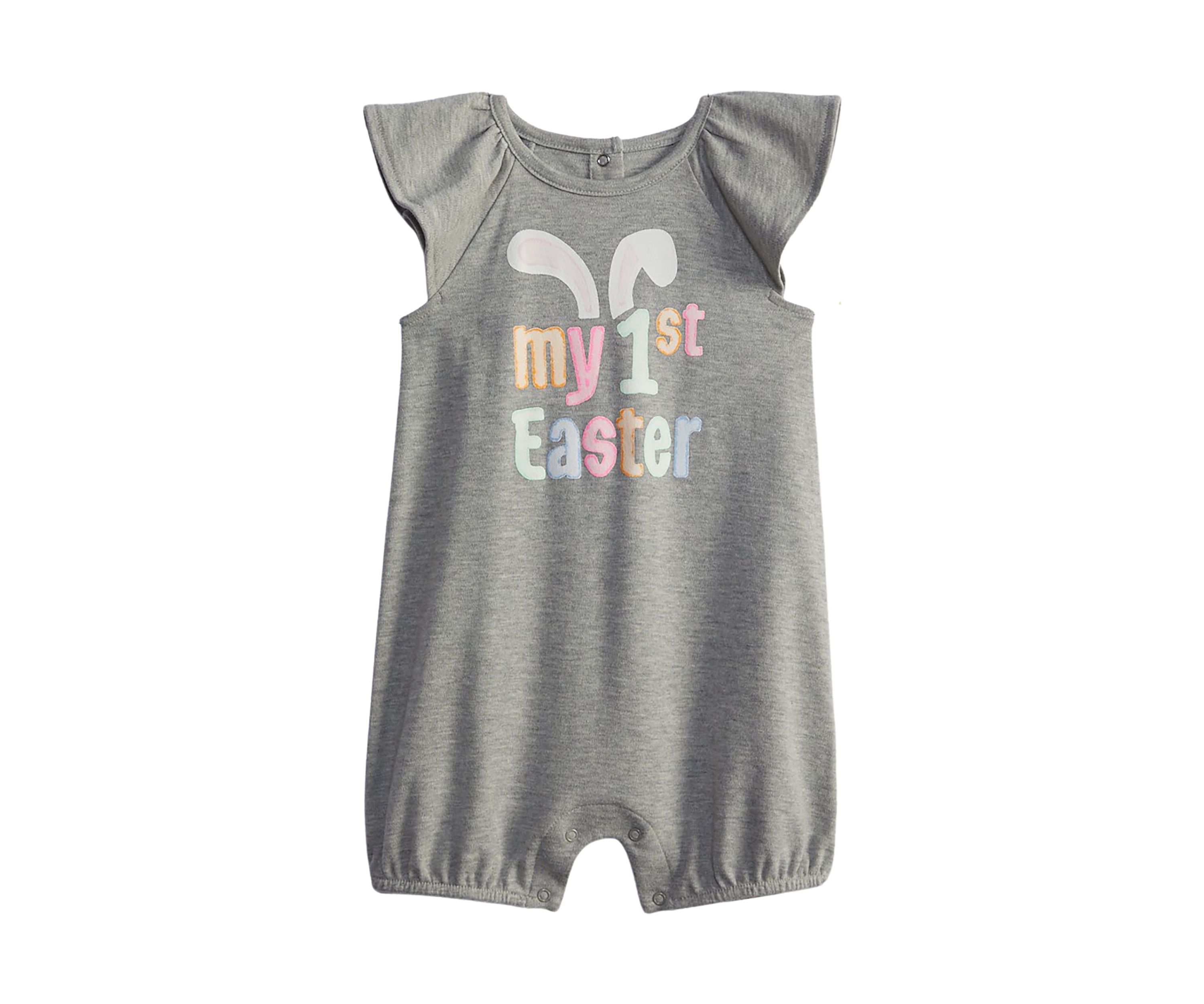 Baby Girls Flutter Sleeve Graphic One-Piece Playsuit 