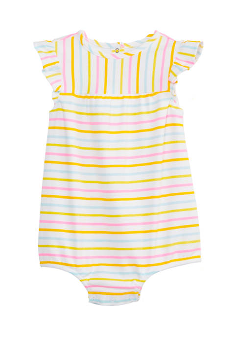 Crown & Ivy™ Baby Girls Striped Bubble Romper