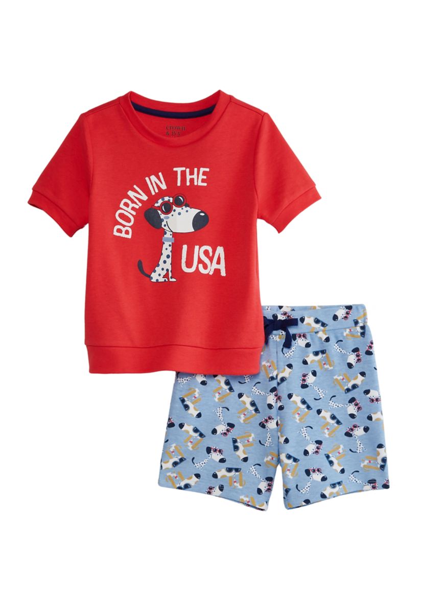 Toddler Boys Short Sleeve Terry Shorts Set 