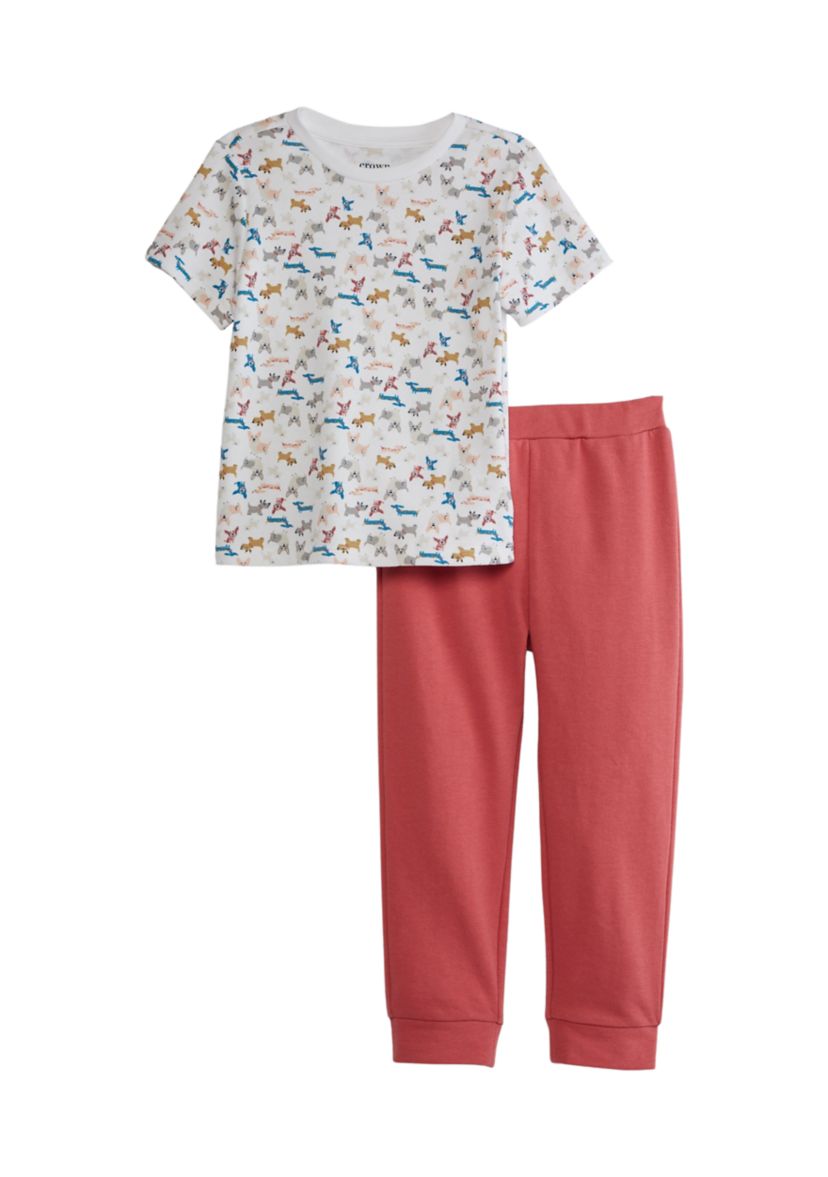 Toddler Boys Short Sleeve Puppies Jogger Set 
