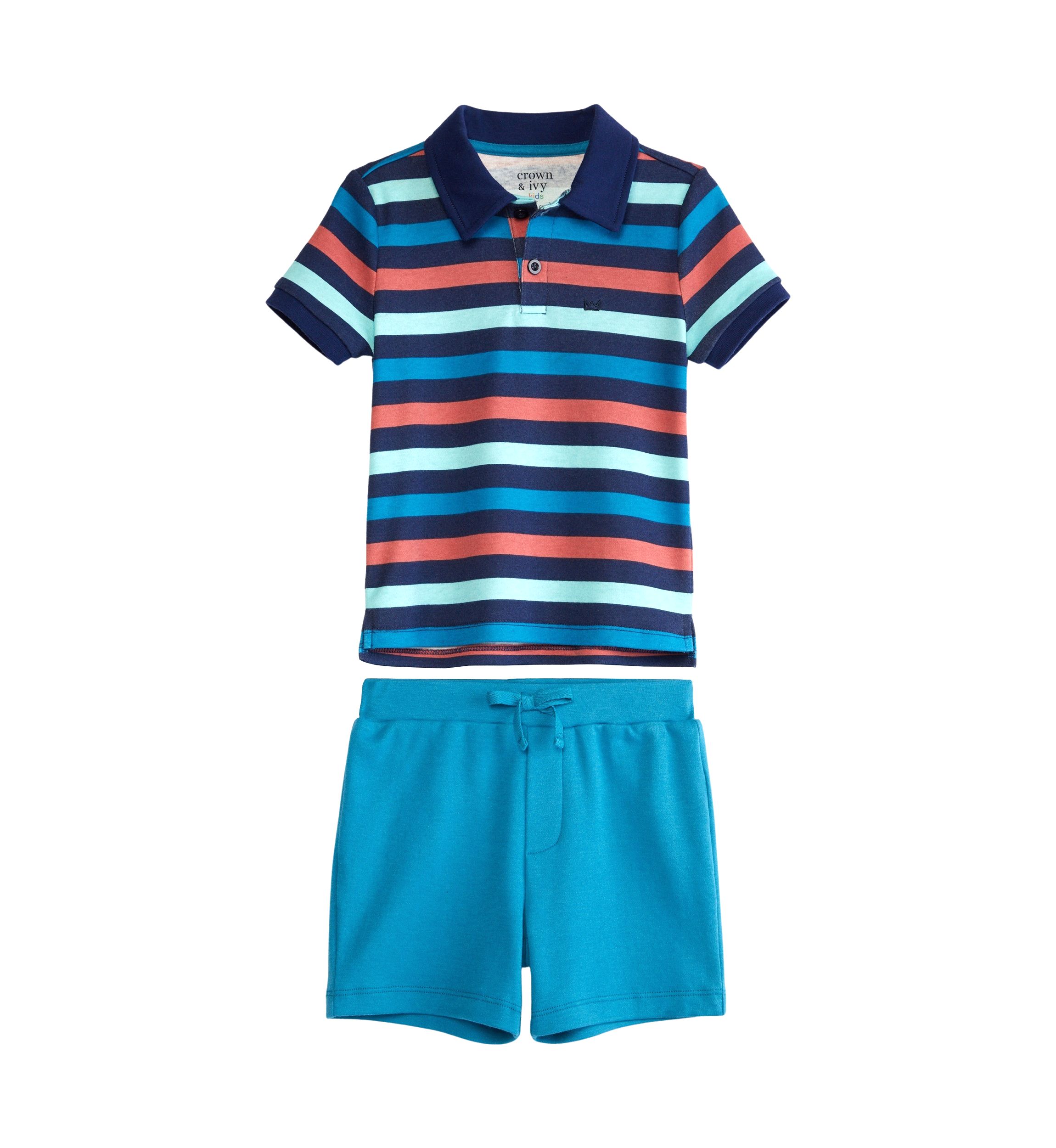 Toddler Boys Short Sleeve Polo Shirt and Shorts Set
