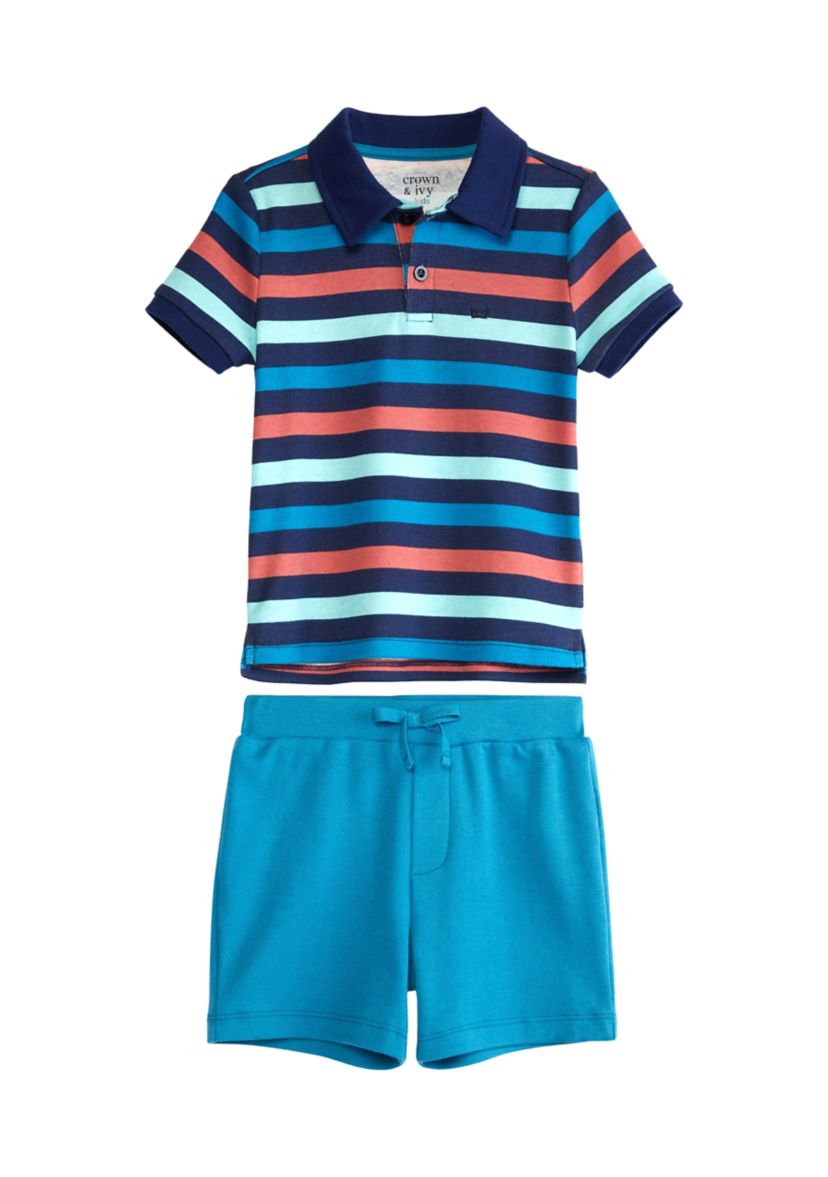 Toddler Boys Short Sleeve Polo Shirt and Shorts Set