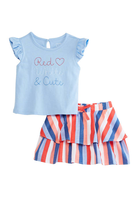 Crown & Ivy™ Toddler Girls Flutter Sleeve Skirt
