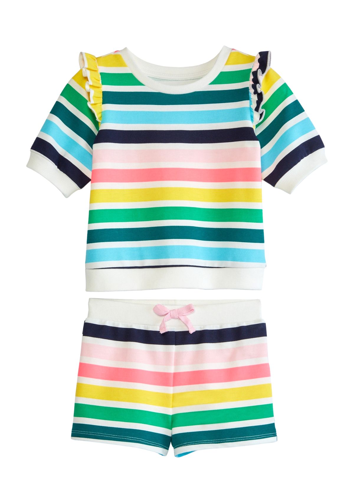 Toddler Girls Ruffle Stripe T-Shirt and Short Set