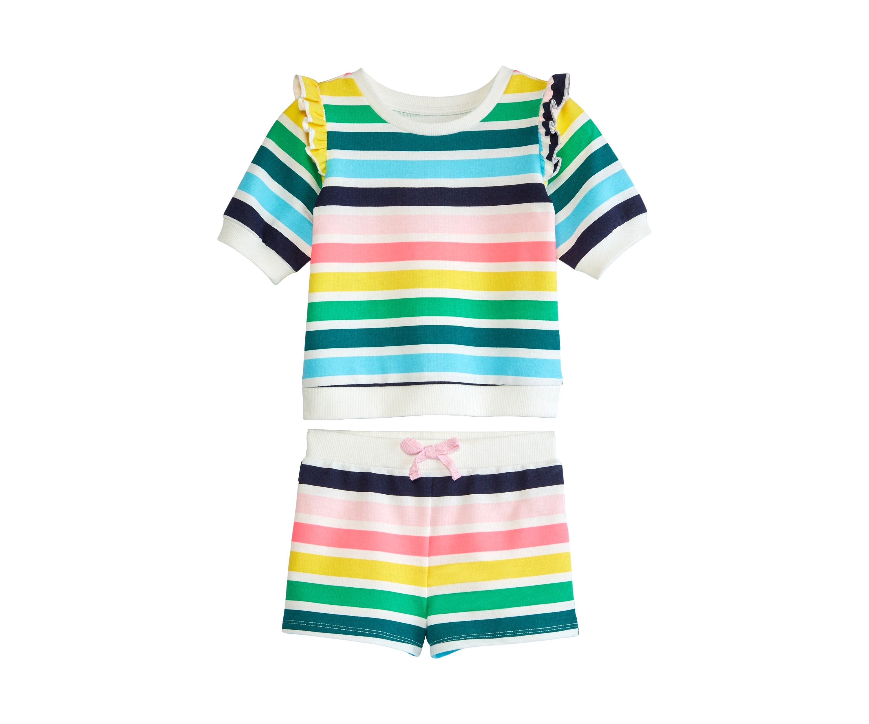 Toddler Girls Ruffle Stripe T-Shirt and Short Set