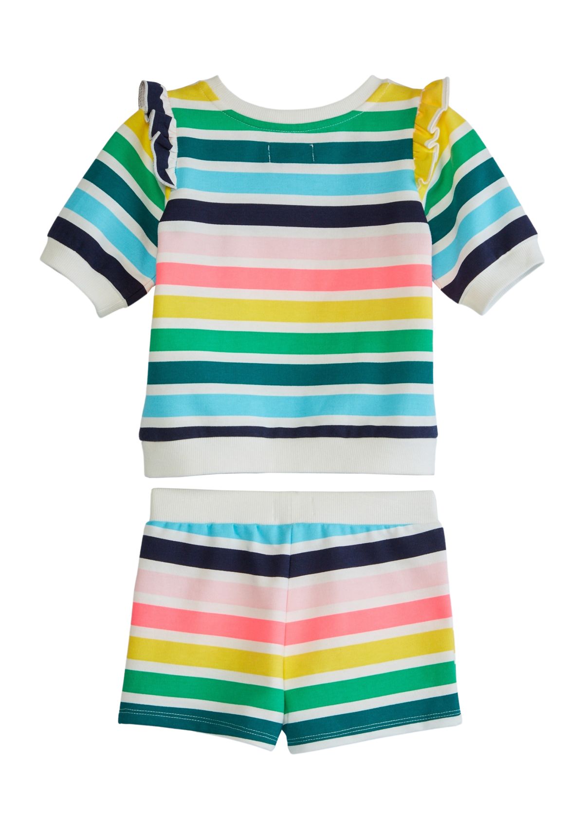 Toddler Girls Ruffle Stripe T-Shirt and Short Set