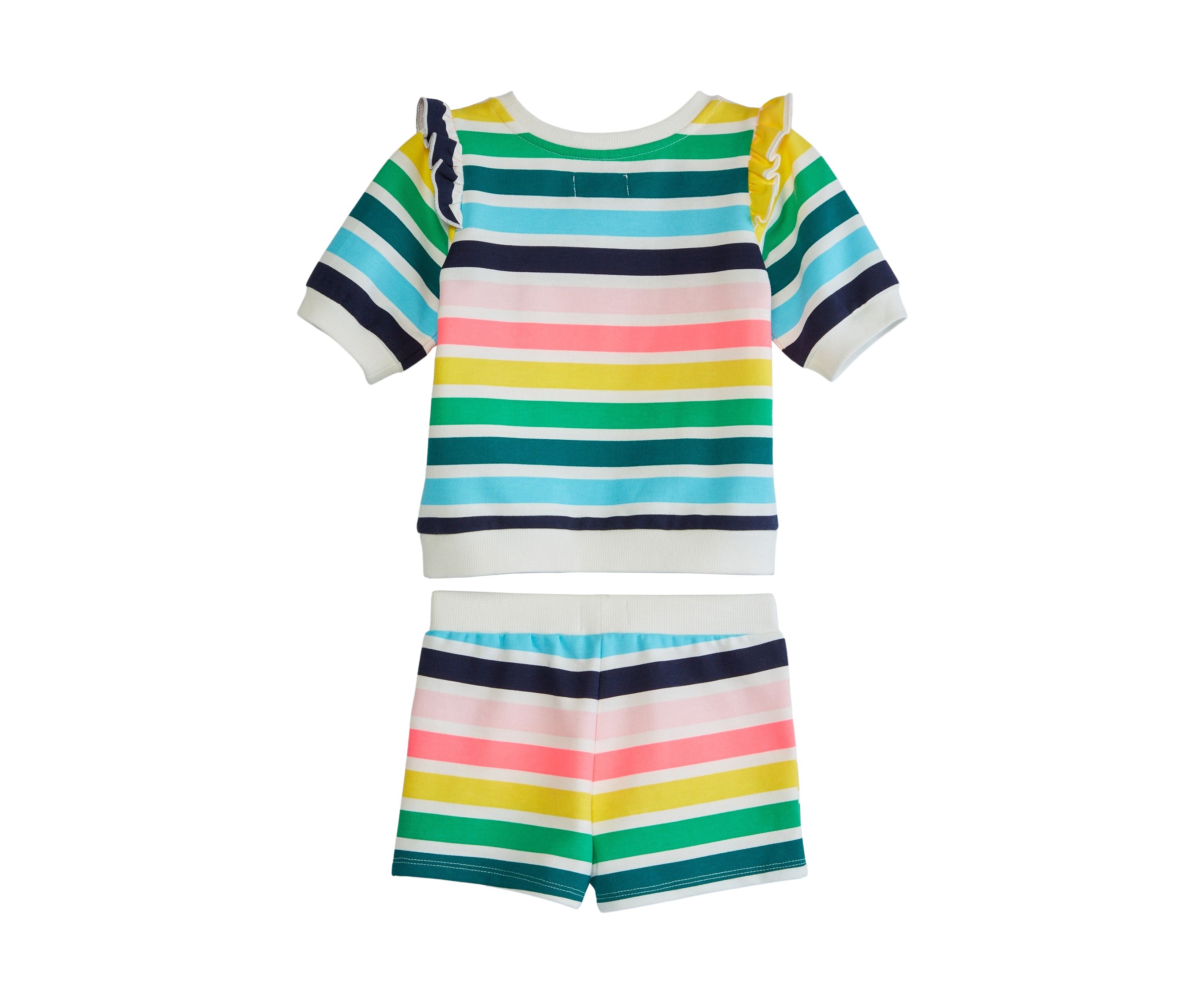Toddler Girls Ruffle Stripe T-Shirt and Short Set