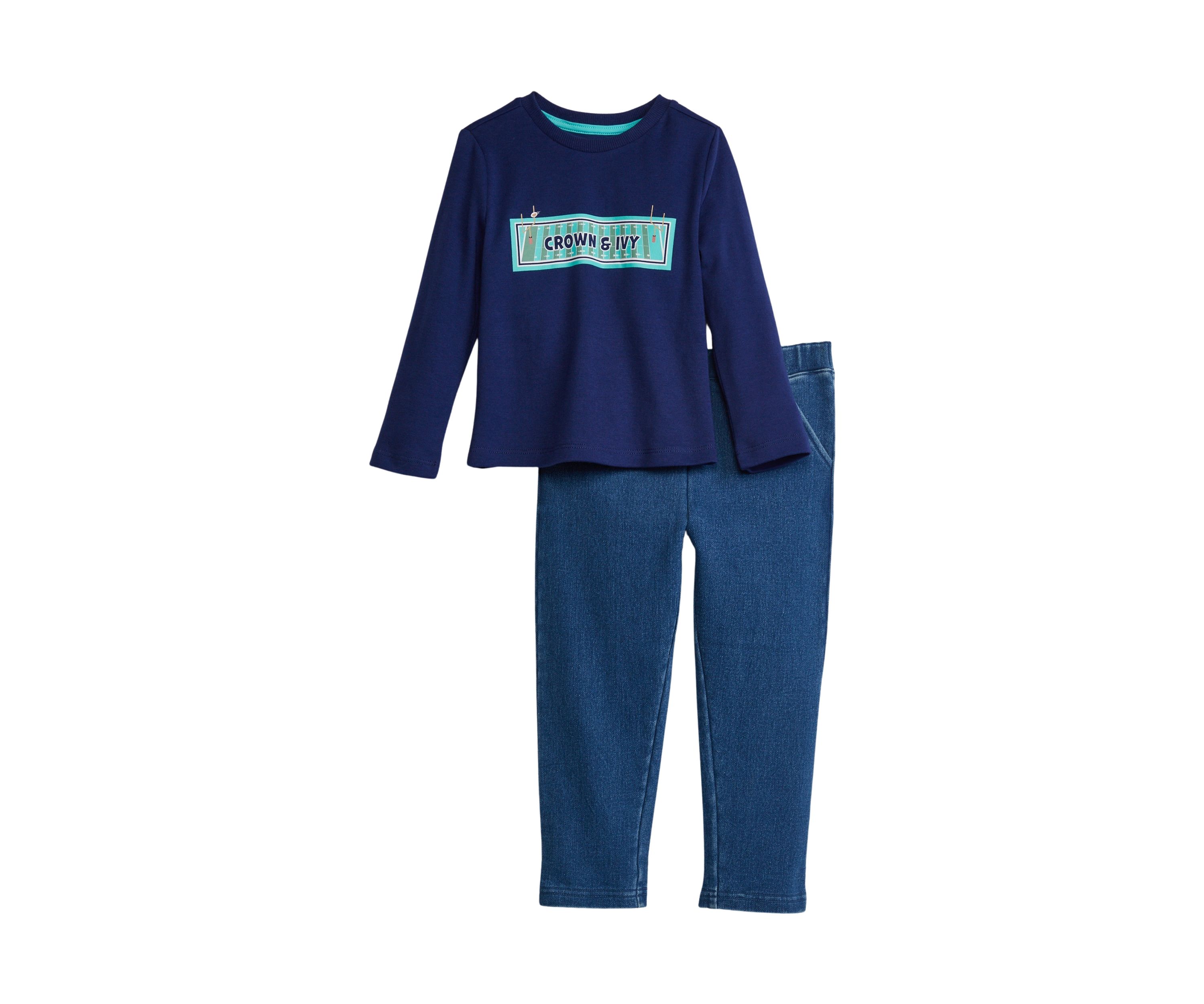 Toddler Boys Long Sleeve Graphic T-Shirt and Pants Set