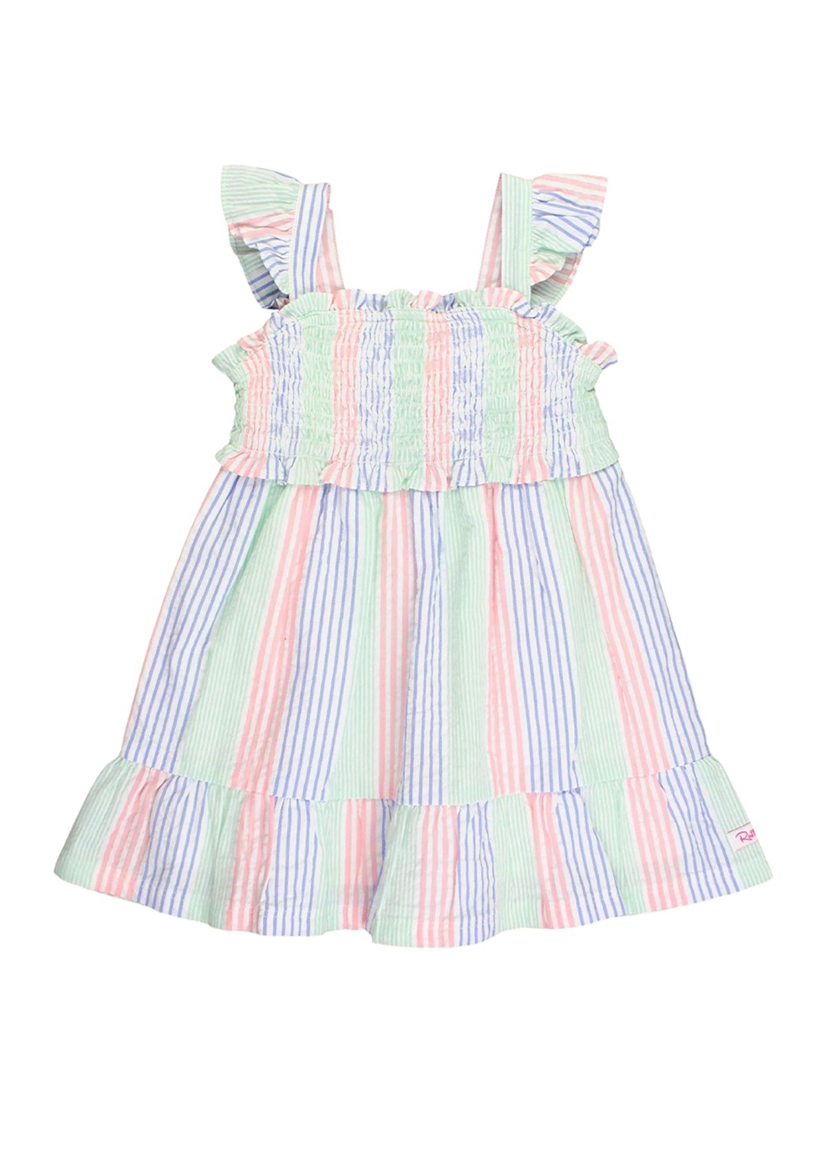 Toddler Girls Multicolor Seersucker Smocked Dress