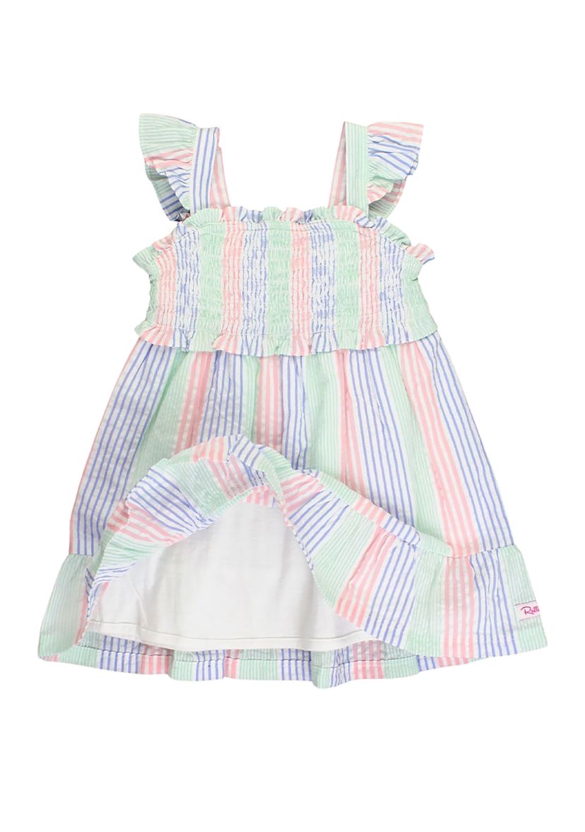 Toddler Girls Multicolor Seersucker Smocked Dress