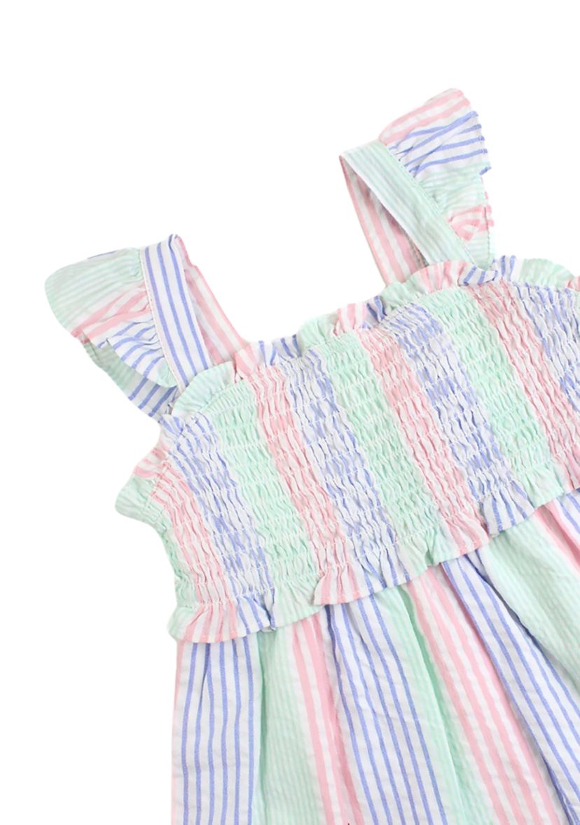 Toddler Girls Multicolor Seersucker Smocked Dress