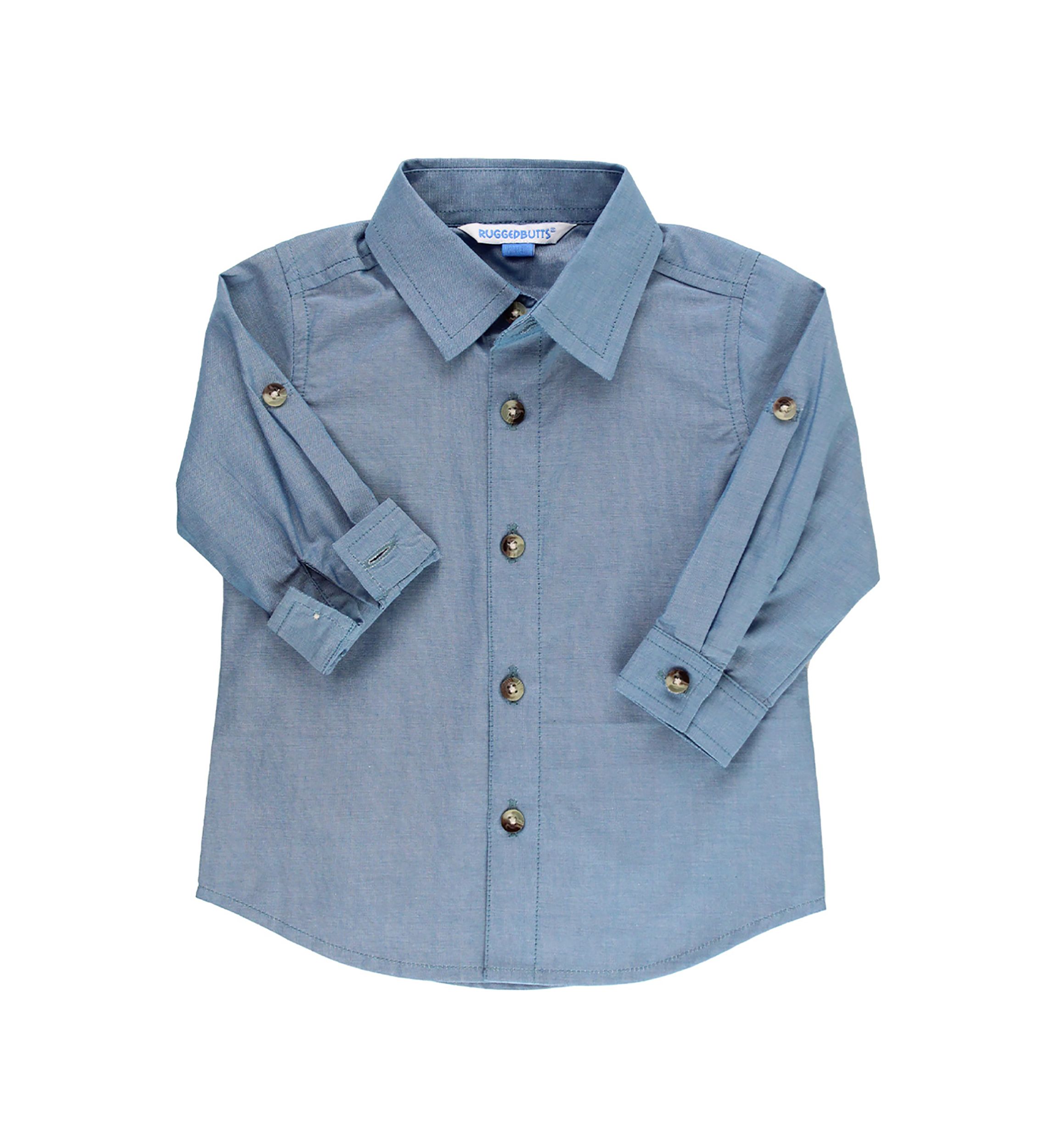Baby Boys Chambray 3/4 Sleeve Button Down Shirt