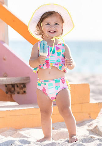 Toddler Baby Girl Bikini Striped Toddler Swimsuit Bathing Suit Ruffles Swimwear Tankini 2 Piece Set 
