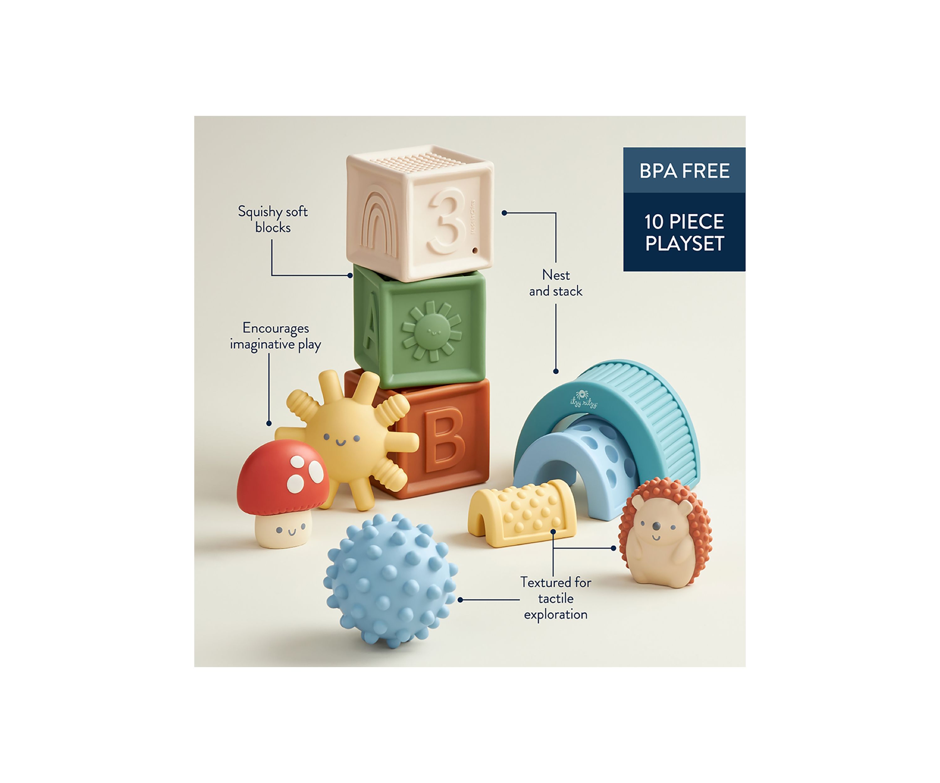 10 Piece Rotating Toy Block Set