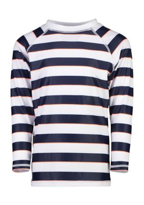 Boys Toddler Navy White Rugby Stripe Long Sleeve Rash Top