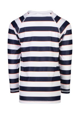 Boys Toddler Navy White Rugby Stripe Long Sleeve Rash Top