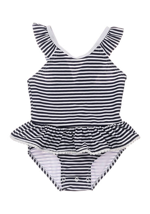 Snapper Rock Toddler Girls Nautical Stripe Skirt Swimsuit