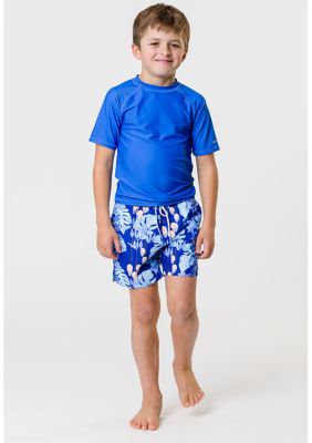 Boys Toddler Penguin Blue Short Sleeve Rash Top