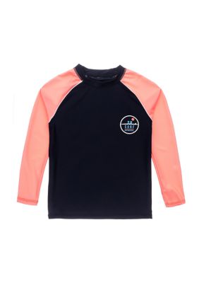 Boys Toddler Surf School Navy Coral Long Sleeve Rash Top