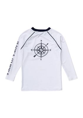 Boys Toddler Compass White Long Sleeve Rash Top