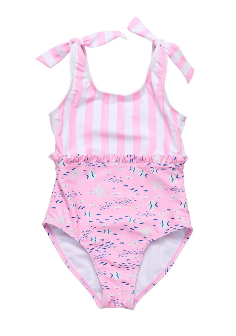 Pink Sea Shoulder Tie Swimsuit